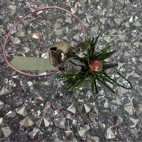 Ornament crystal  healing Pink Hoop Ornament with Frosted Crystal Pendant - Picture 2 of 5